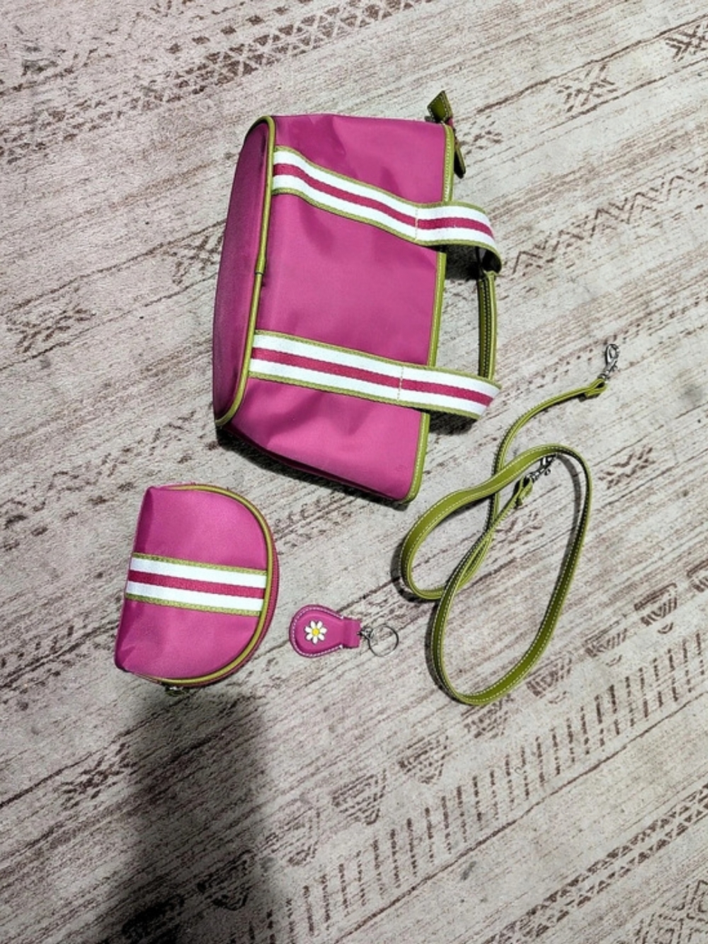 Sonoma Pink & Green Striped Crossbody Bag